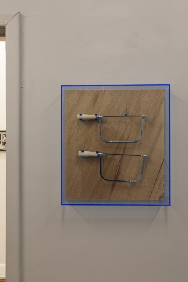 Susan Jacobs, Cope, Coping, 2022 Coping saws, plywood, plastic 45.5 x 50.5 x 9 cm