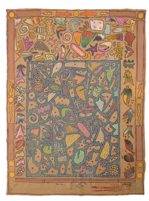 Untitled, 1999, Acrylic on burlap, 245h x 184w cm, Unique