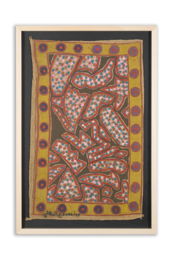 Untitled, 1999, Acrylic on burlap, 95h x 65w cm, Unique