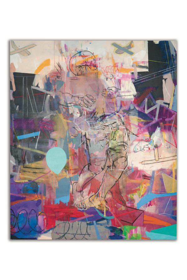 Thameur Mejri, Untitled (aircraft), 2018, Mixed media on canvas, 180h x 150w cm. Unique