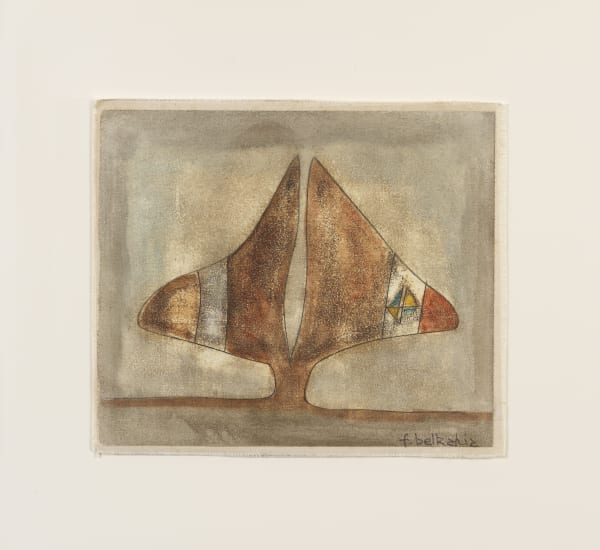 Farid Belkahia Arbre de vie No. V Pigments on textile 48h x 52w cm