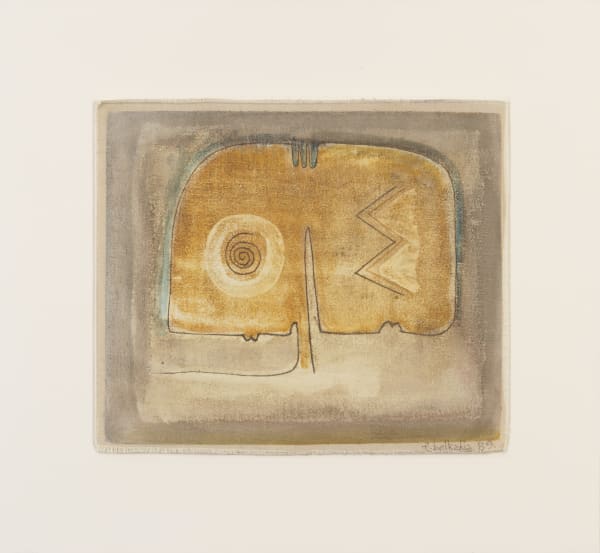 Farid Belkahia Arbre de vie No. II Pigments on textile 48h x 52w cm