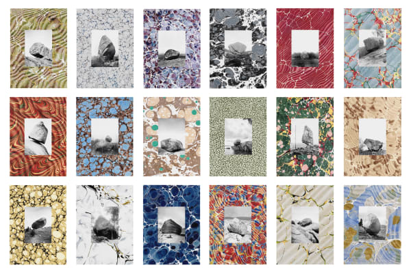 Elena Damiani The Erratic Marbles V, 2022 Collage. Inkjet print on cotton paper and alpha-cellulose paper 44.2h x 35.2w cm x 3.5 cm each (framed) (ED-000296)