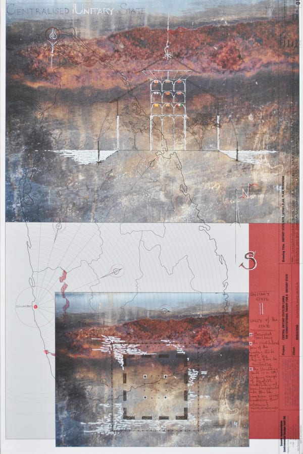 Sunela Jayawardhene Centralized Unitary, 2012 Mixed media on printed canvas 84 x 58 cm 33 1/8 x 22 7/8 in