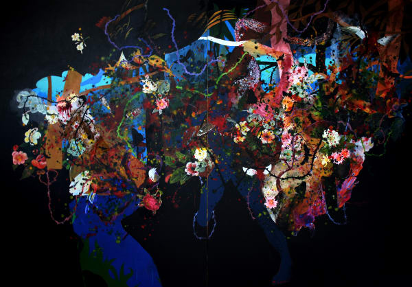 PRIYANTHA UDAGEDARA Paradise Lost II,2011 Mixed media on canvas 152 x 109 cm ( Diptych) 59 7/8 x 42 7/8 in
