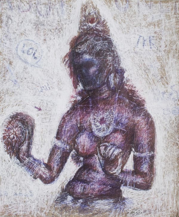 YOHAN MEDHANKA Tribute to Sigiriya graffiti, 2013 Mixed media on paper 72 x 60 cm 28 3/8 x 23 5/8 in