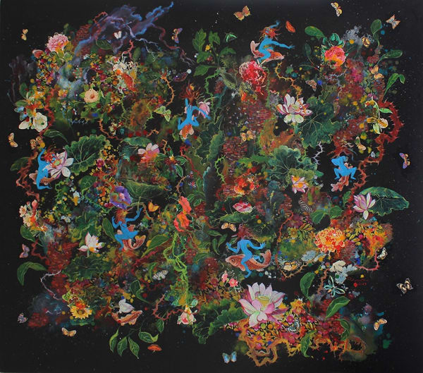 Carp Riders, 2017, Mixed Media on Canvas, 150cm x170cm