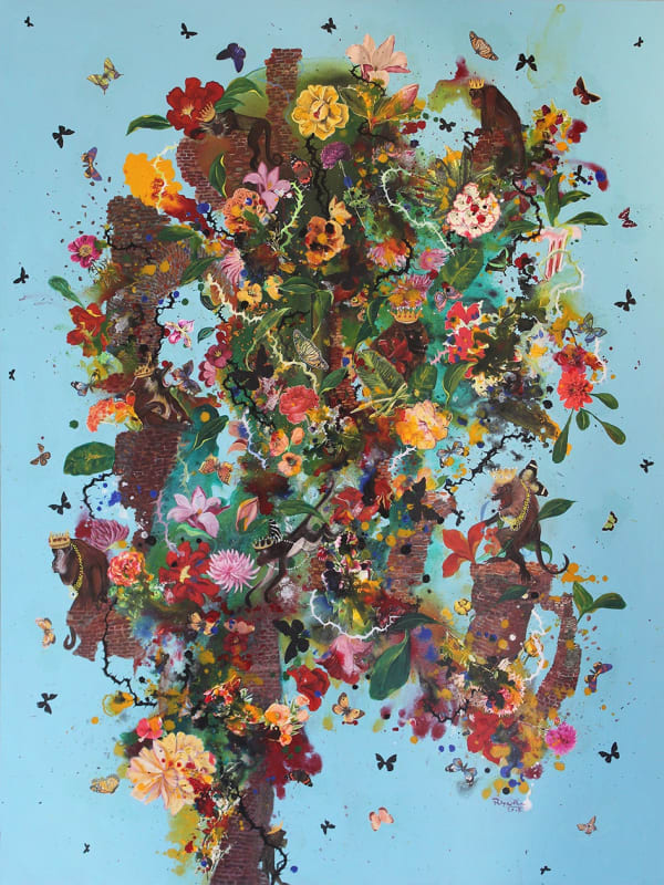 PRIYANTHA UDAGEDARA, 2017, Where is Hanuman_, Mixed Media on Canvas, 160cm x 120cm