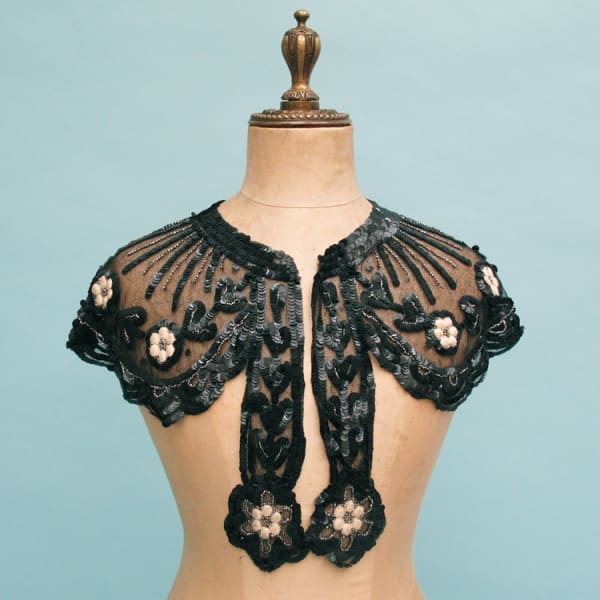 Sequin embroidered, lace capelet/collar circa 1920. In mint condition.