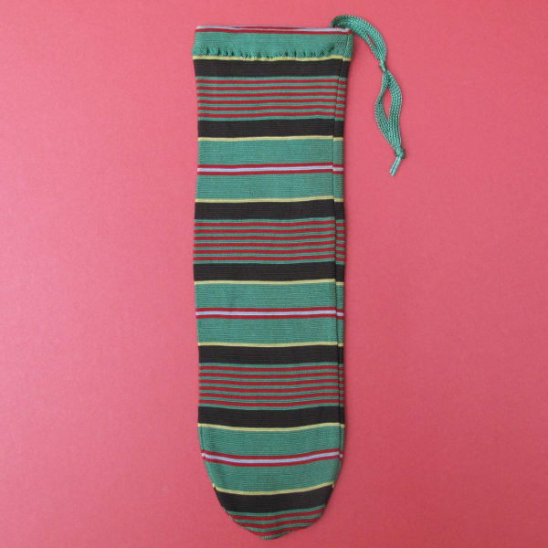 19th century man's striped silk purse. New replacement drawstring