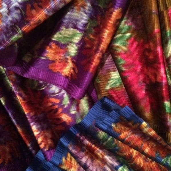 Selection of brightly coloured Edwardian wide silk sash ribbons. In unused condition.