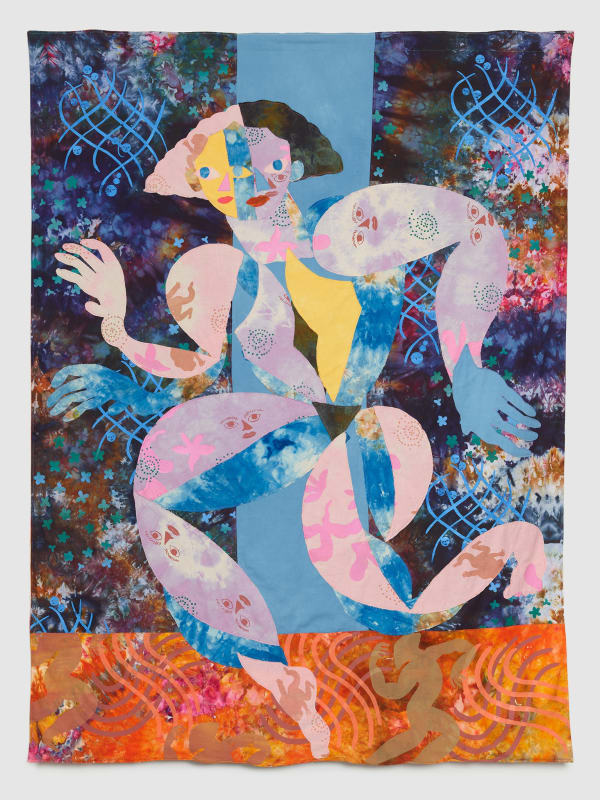 Maria A. Guzmán Capron Brisa Corriendo, 2024 Hand dyed and screen printed fabrics and thread 76 x 56 in 193 x 142.2 cm