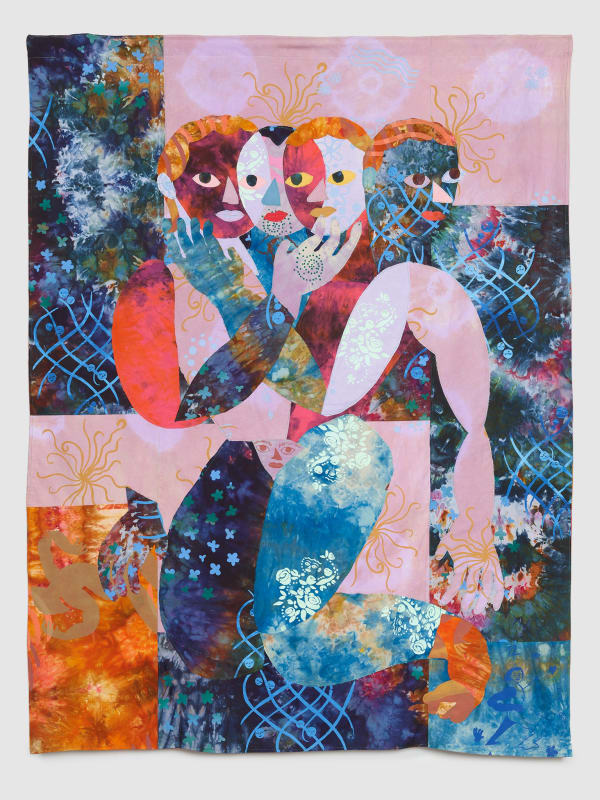 Maria A. Guzmán Capron Espejo, 2024 Hand dyed and screen printed fabrics and thread 72 x 55 ½ in 182.9 x 141 cm