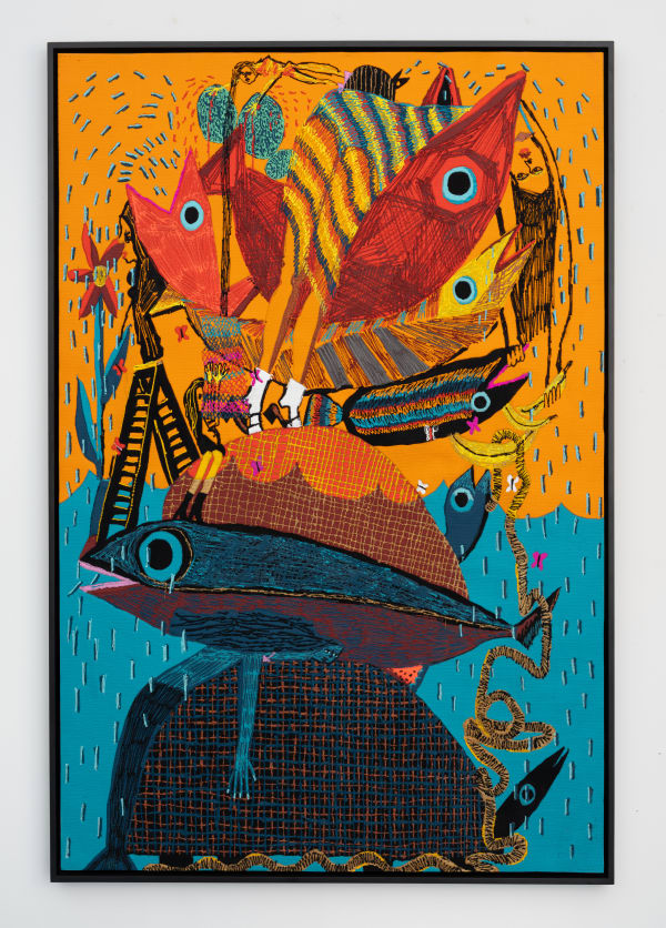 Summer Wheat Half Full, 2025 Acrylic paint and gouache on aluminum mesh 69 ³⁄₄ x 48 ³⁄₄ x 2 ¹⁄₄ in 177.2 x 123.8 x 5.7 cm