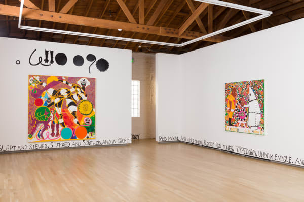 Trenton Doyle Hancock, An Ingénue’s Hues and How to Use Cutty Black Shoes, 2019, Shulamit Nazarian, Los Angeles, installation view