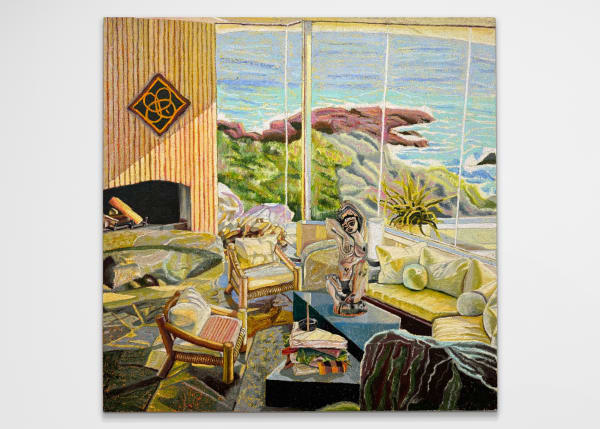 JJ Manford The Beyer House with Kirchner, Peter Young, & Oldenburg, 2025 Oil stick, oil pastel, and flashe on burlap over canvas 84 x 80 in 213.4 x 203.2 cm