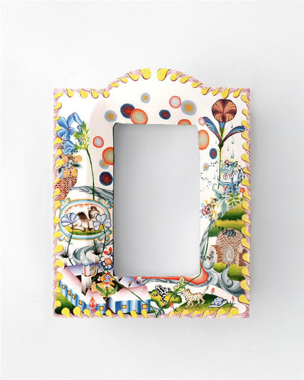 Isabel Rower In The Slow Pouring Off Of Rainbows, 2021 Porcelain, underglaze 9 ½ x 8 x 2 in 24.1 x 20.3 x 5.1 cm