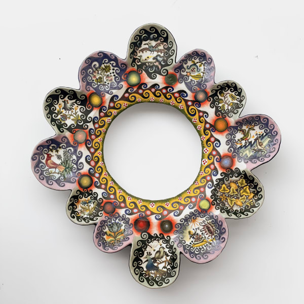 Isabel Rower Clockwork Of The Moon, 2025 Porcelain, underglaze 10 ½ x 10 ¼ x 1 in 26.7 x 26 x 2.5 cm
