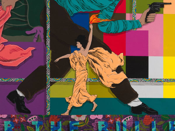 Amir H. Fallah The Ballot or the Bullet, 2022 acrylic on canvas 60 x 60 in 152.4 x 152.4 cm