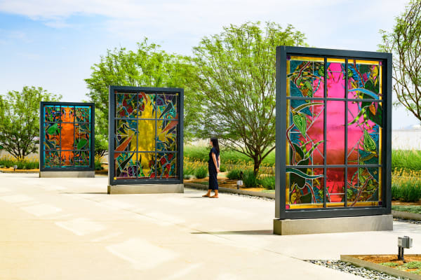 Amir H. Fallah, Portals, 2021, installation view, The Los Angeles County Department of Mental Health, Koreatown Headquarters, Los Angeles, CA. Courtesy of the artist. Photo: Alan Shaffer.