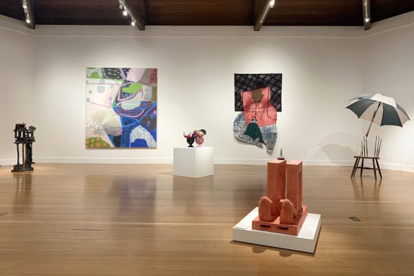 Installation view of Midas, featuring Maria A. Guzmán Capron. Reflection, 2017. Fabric, thread, batting, stuffing, rope and paint.