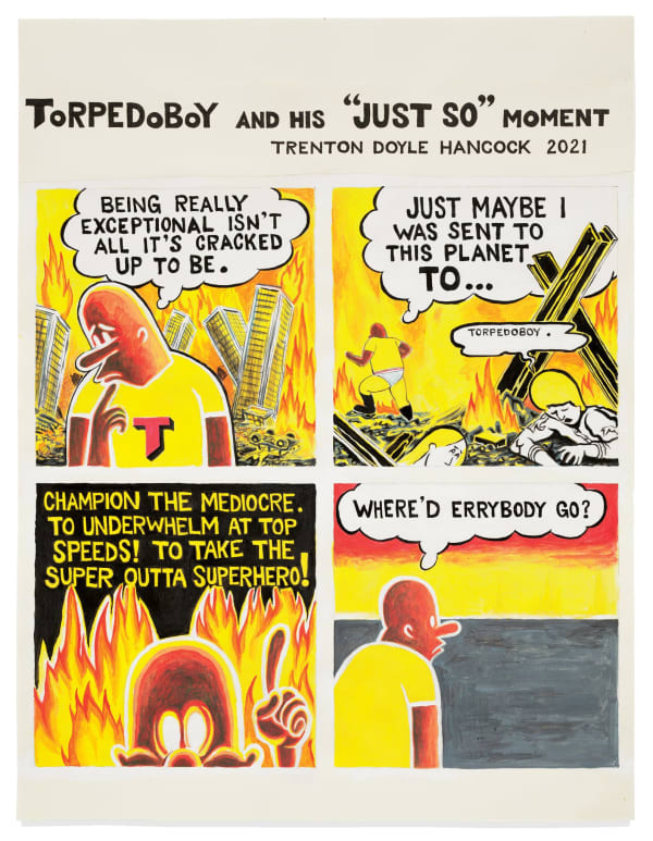 Trenton Doyle Hancock, Torpedoboy and His ‘Just So’ Moment, 2021. Image courtesy of the artist and James Cohan, New York.
