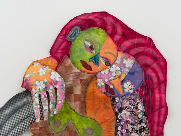 Maria A. Guzmán Capron, Te Llevo Dentro, detail, 2021, Fabric, thread, batting, latex paint, spray paint and acrylic paint, 59 x 29 in, Los Angeles. Photo: Ed Mumford