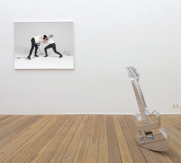 Naama Tsabar, Untitled (Double Face), 2010, 39.4 inches x 12 inches x 13 inches, mixed media with two guitars