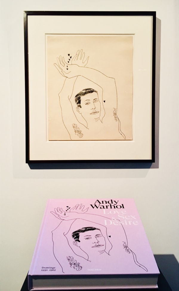 Andy Warhol, Love Sex & Desire, published by Taschen pictured with Warhol's original drawing