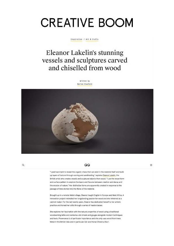 Eleanor Lakelin's stunning vessels and sculptures carved and chiselled from wood