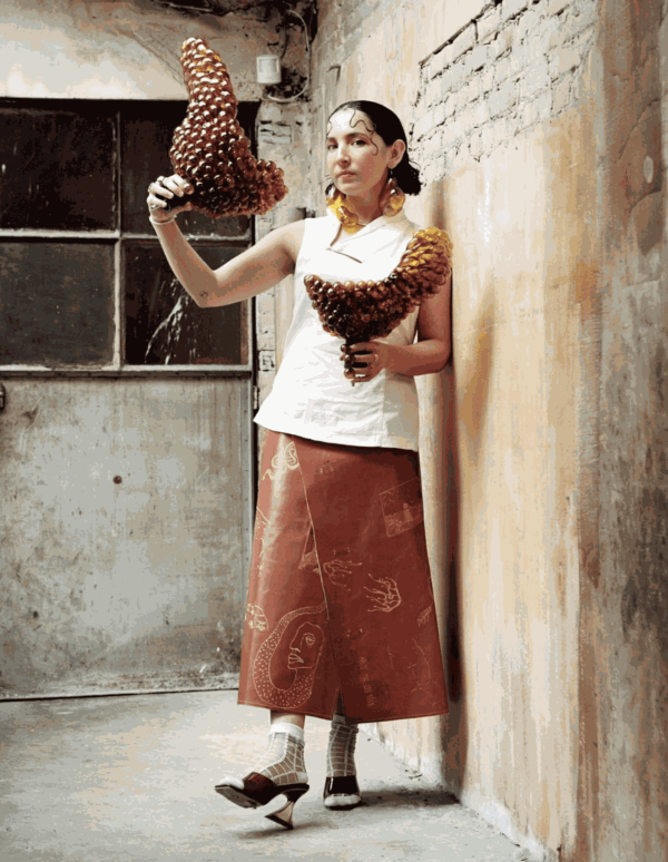 Ori Orisun Merhav in her Brussels studio with her shellac creations, shot for the FT by Catherine Lemblé