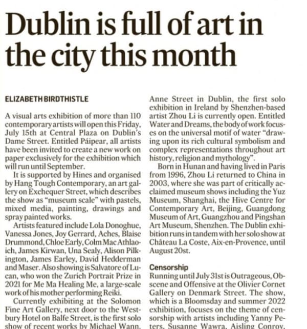 The Irish Times: Dublin is full of art in the city this month