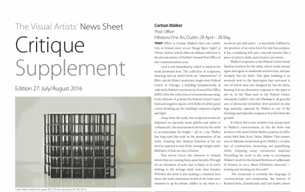 The Visual Artist' News sheet: Critique Supplement