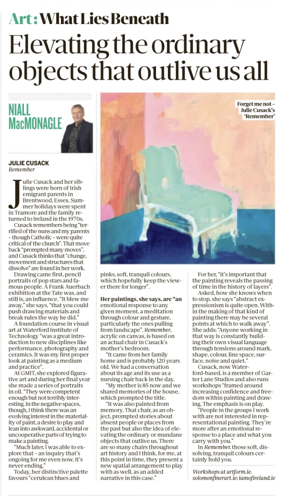 SUNDAY INDEPENDENT - WHAT LIES BENEATH: JULIE CUSACK