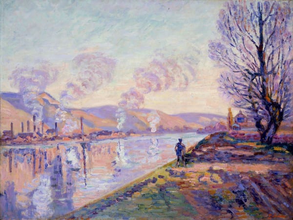 Armand Guillaumin La Seine en amont de Rouen, c.1890 49 x 65 cm 19 3/4 x 25 1/2 inches Oil on canvas Sold by the gallery