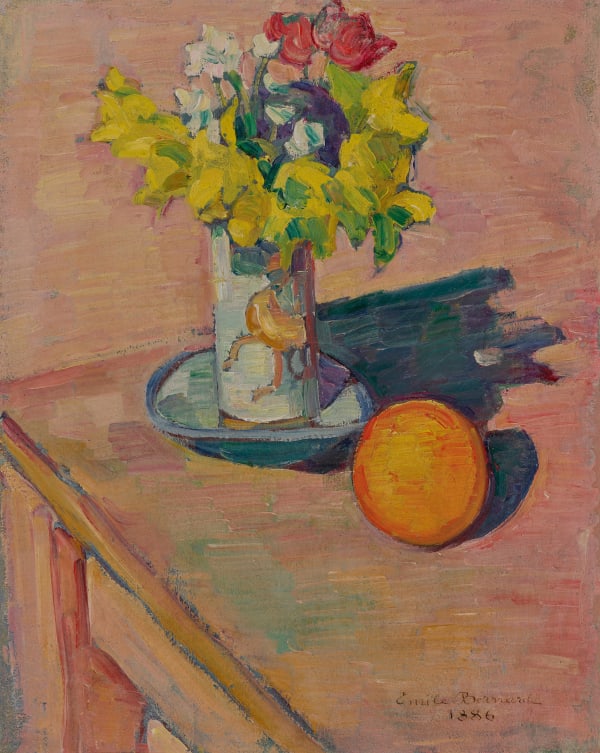 Nature morte avec fleurs et orange