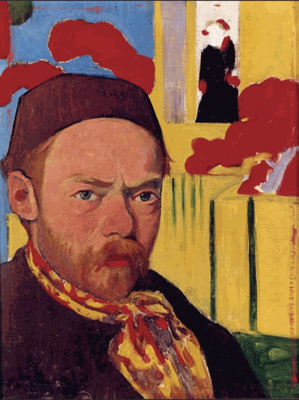 Self-Portrait on a Japanese Background", 1889-90, Meijer de Haan Kunsthal Museum, Rotterdam, The Netherlands (This painting was sadly stolen in 2012)