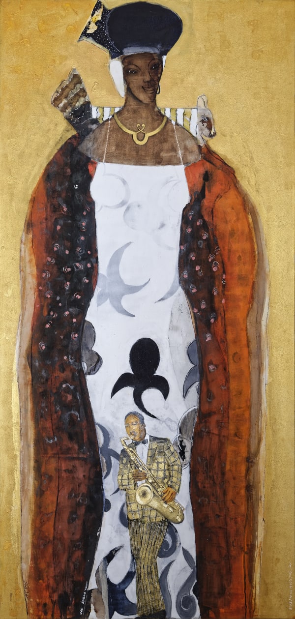 Black Masters I, Mixed Media on canvas 147 x 307 cm, 2015