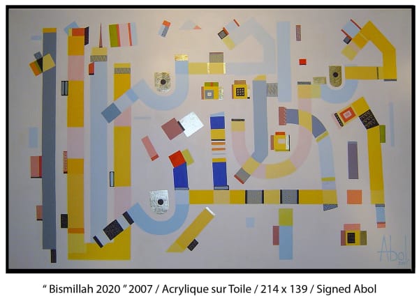 Abol Atighetchi, Bismillah 2020 (2007), Acrylic on canvas, 139x214