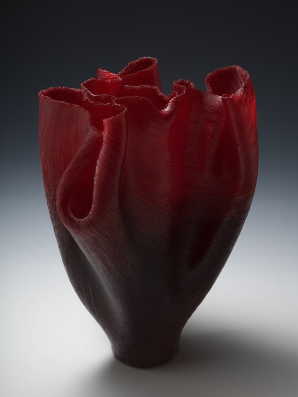 'Porpora' Glass Sculpture Unique piece Filet-de-verre (fused and thermo-formed coloured glass threads) Signed 'Z' on base