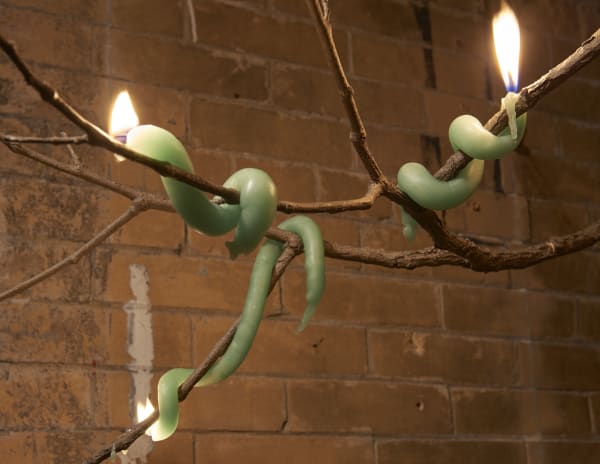 Akashi sculpture, candle and branch