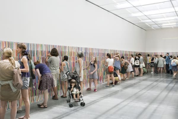I wish your wish ribbon installation with people