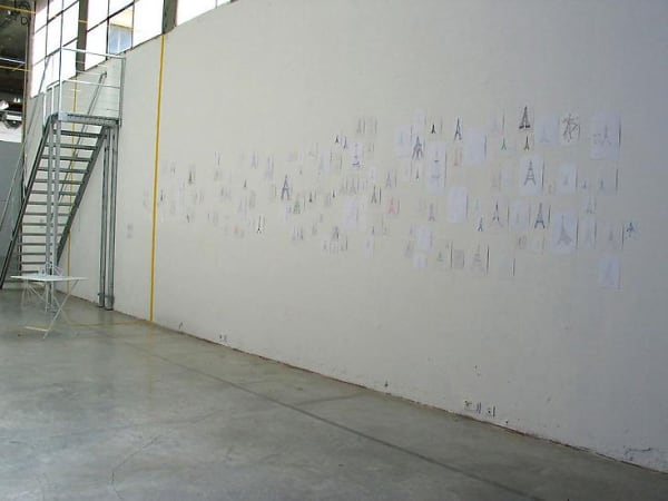 wall of eiffel tour drawings