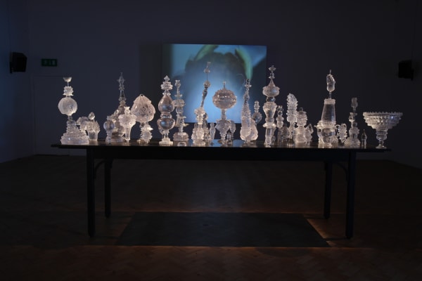Djurberg & Berg glass sculptures and video installation