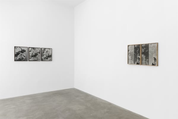 Installation view of Lisa Oppenheim, smoke cloud photograph