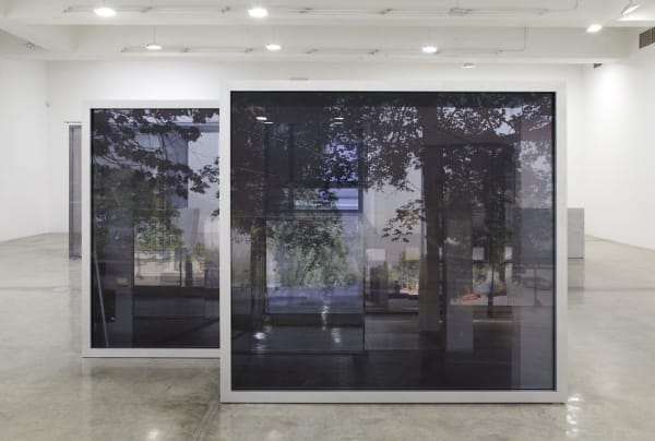 image of Hornig sculptures with transparent photographs