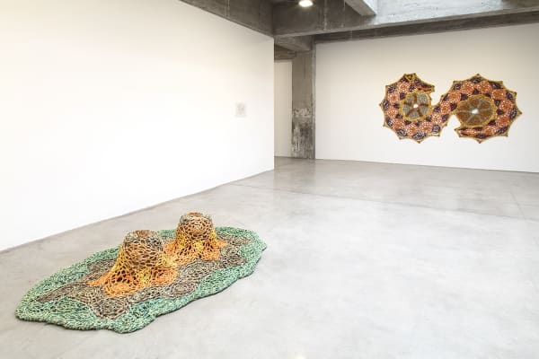 Ernesto Neto installation view at TBG with 3 sculptures