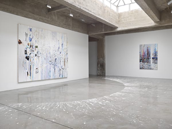Sarah Sze, large painting with collaged images