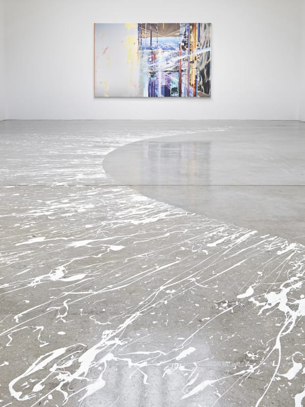 Sarah Sze, large painting with collaged images