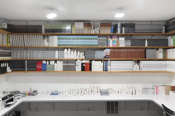 models in bookshelves
